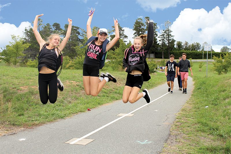 Students on the Charity Walk in 2017